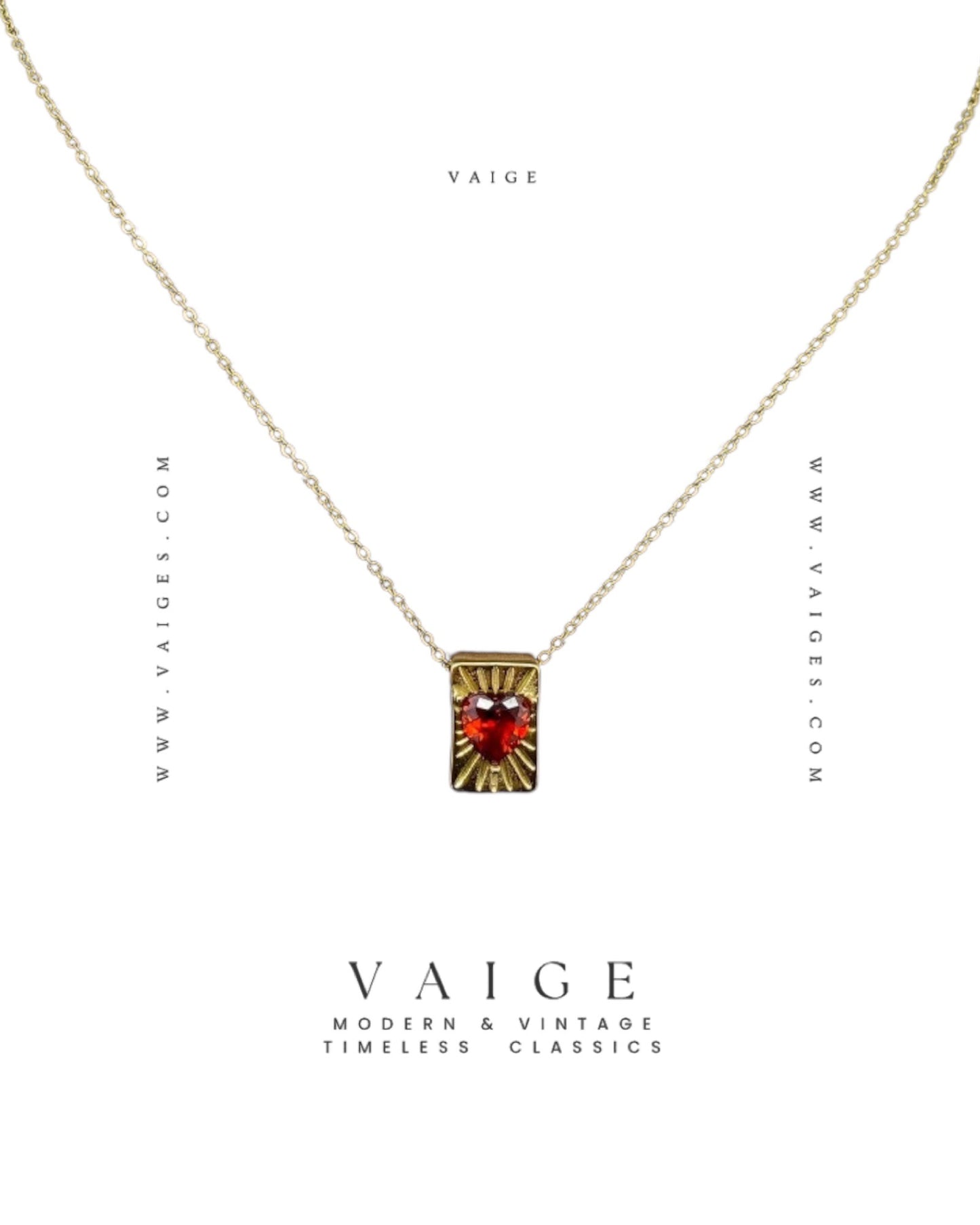 VAIGE 18K Gold Plated Stainless Steel Pendant Necklace