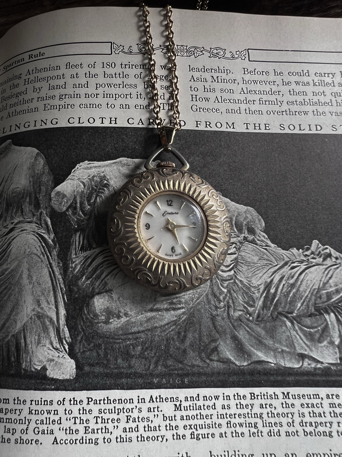 VAIGE One of One | Vintage Endura Swiss Made Pocket Watch Gold Necklace