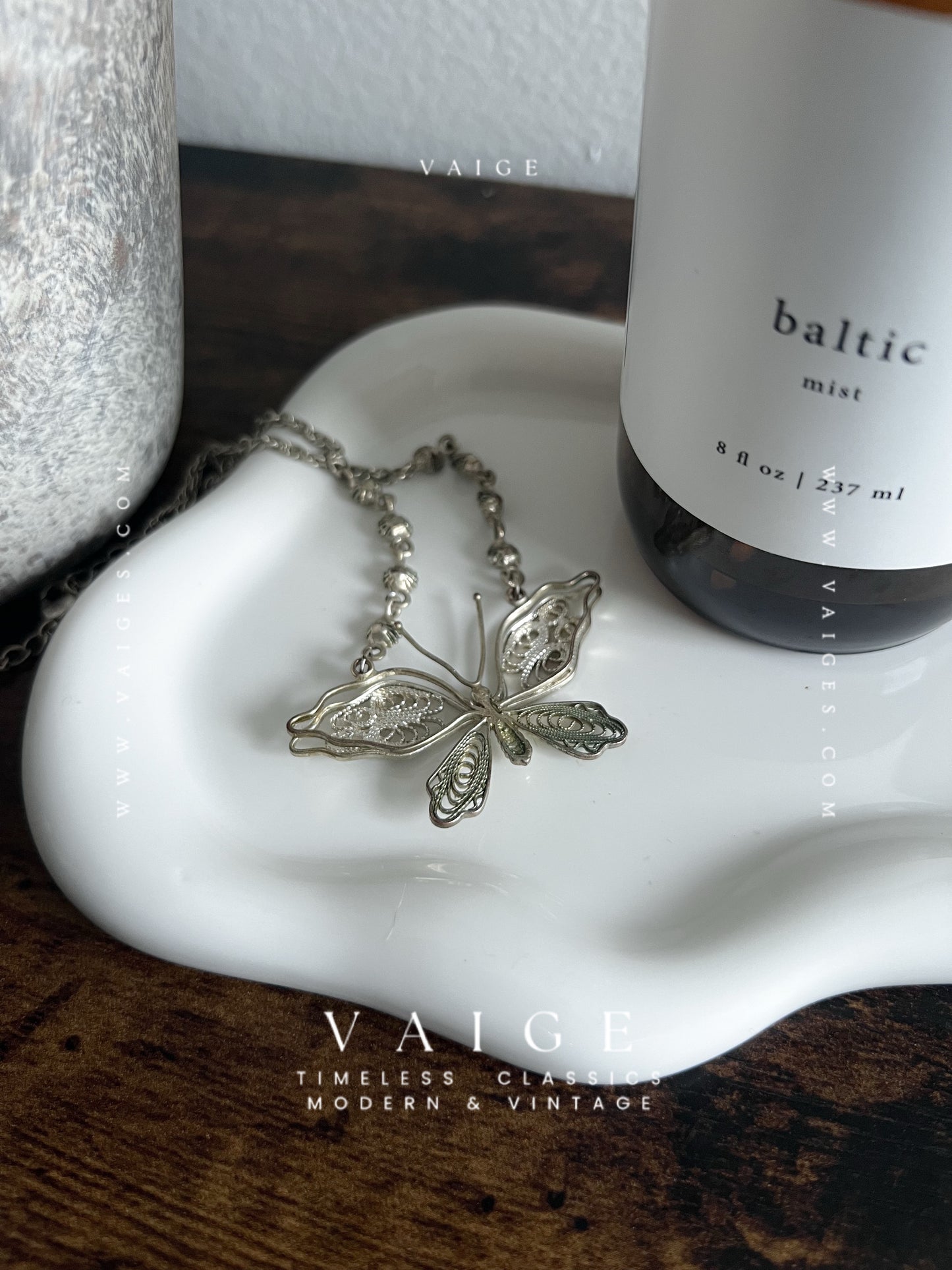 VAIGE One Of One |  Vintage Silver Butterfly Necklace