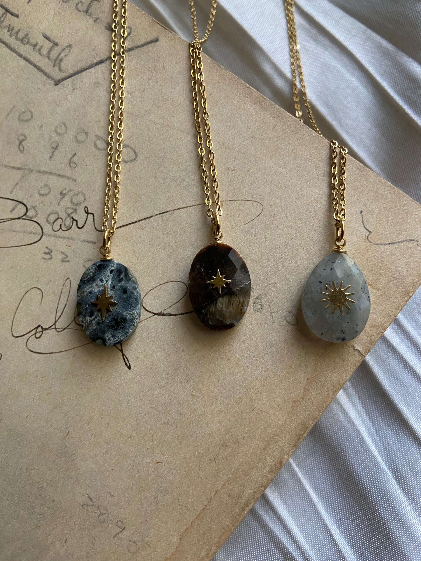 Sun and Moon stone necklace