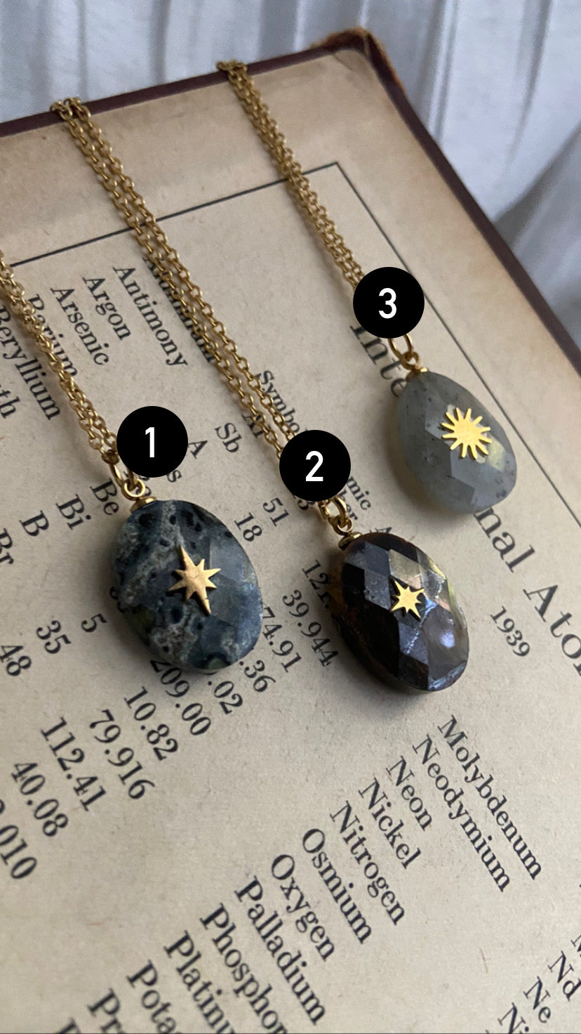 Sun and Moon stone necklace