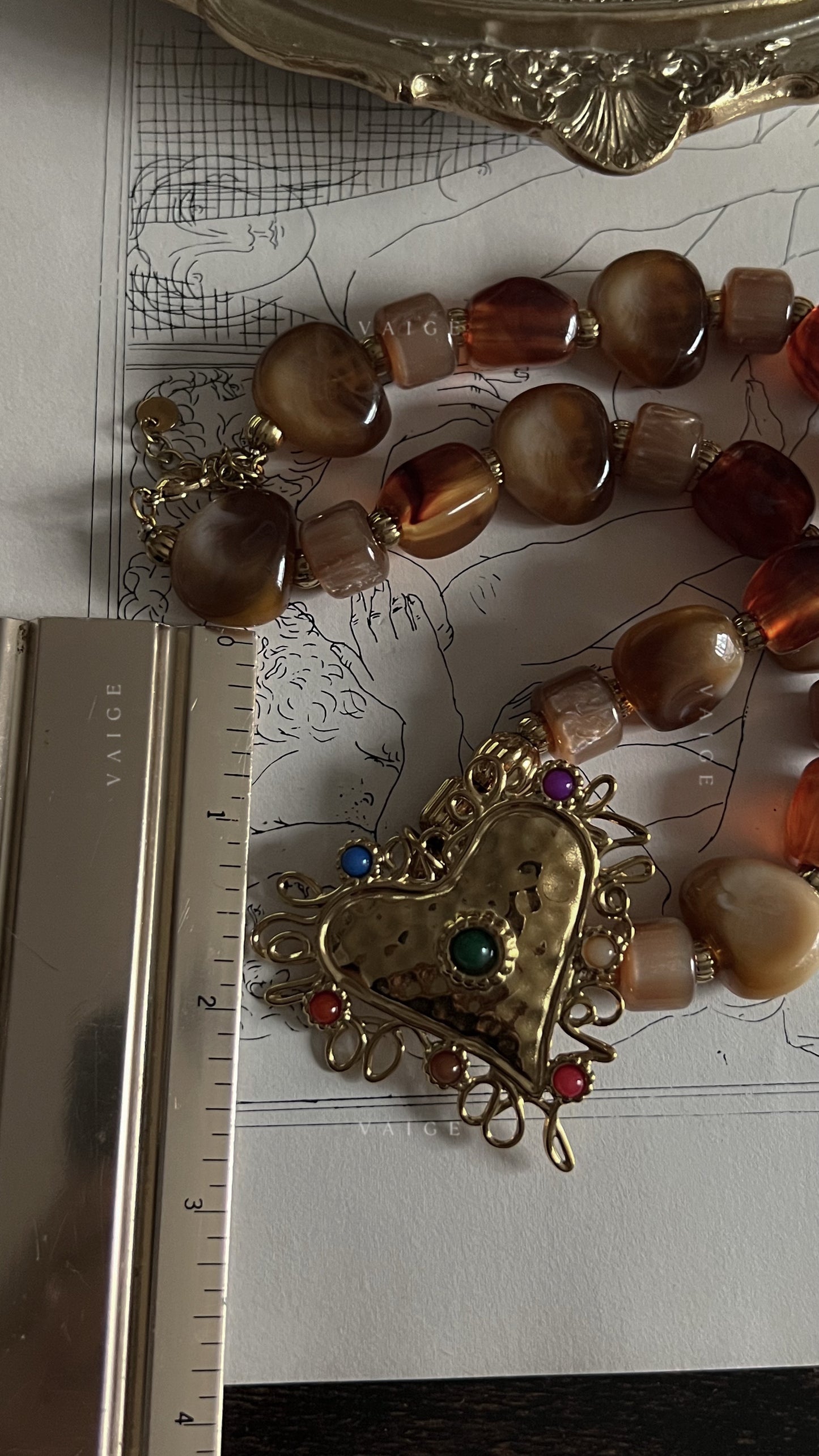 Mira gemstone heart necklace