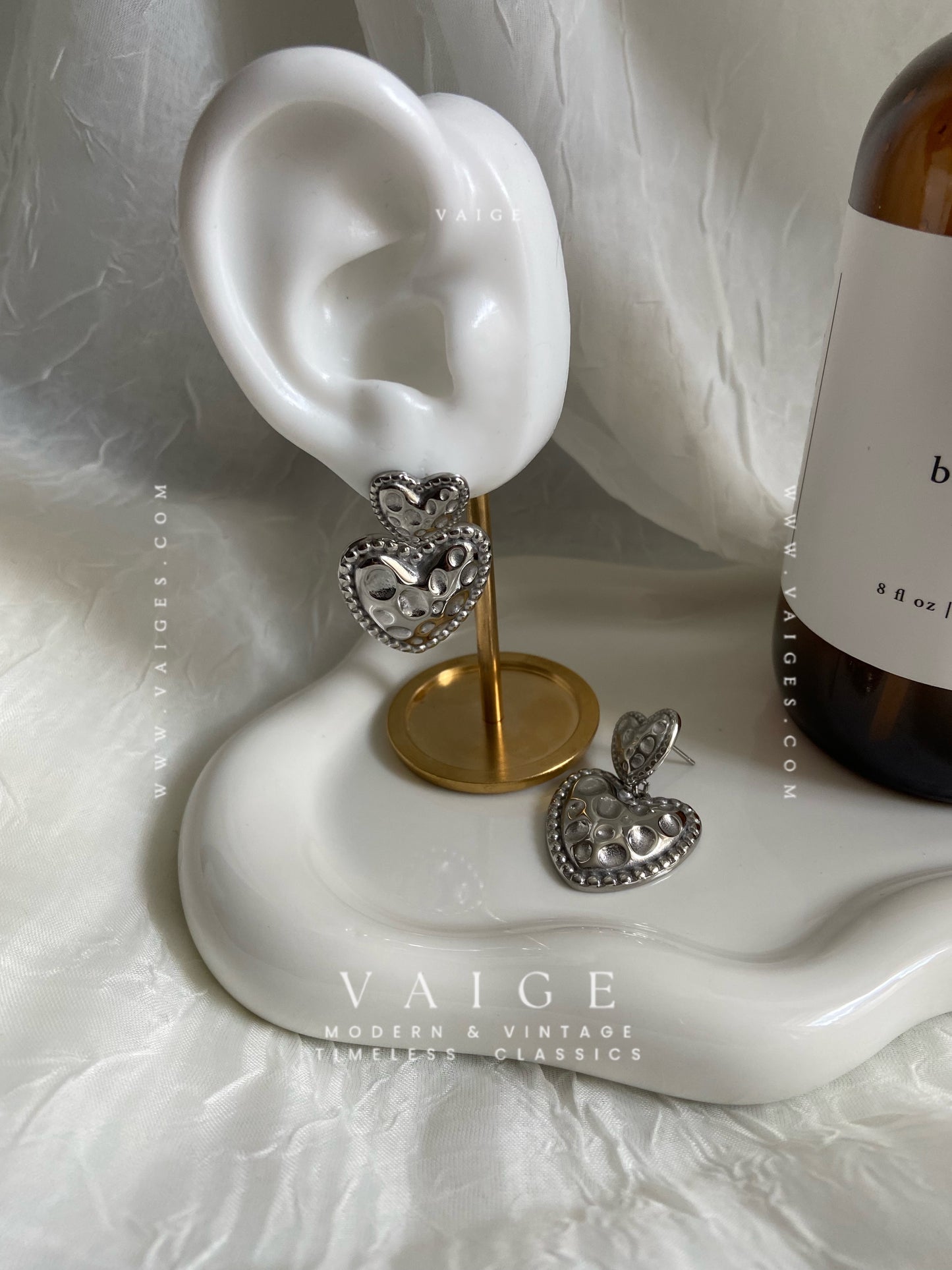 VAIGE Stainless Steel Double Heart Earrings