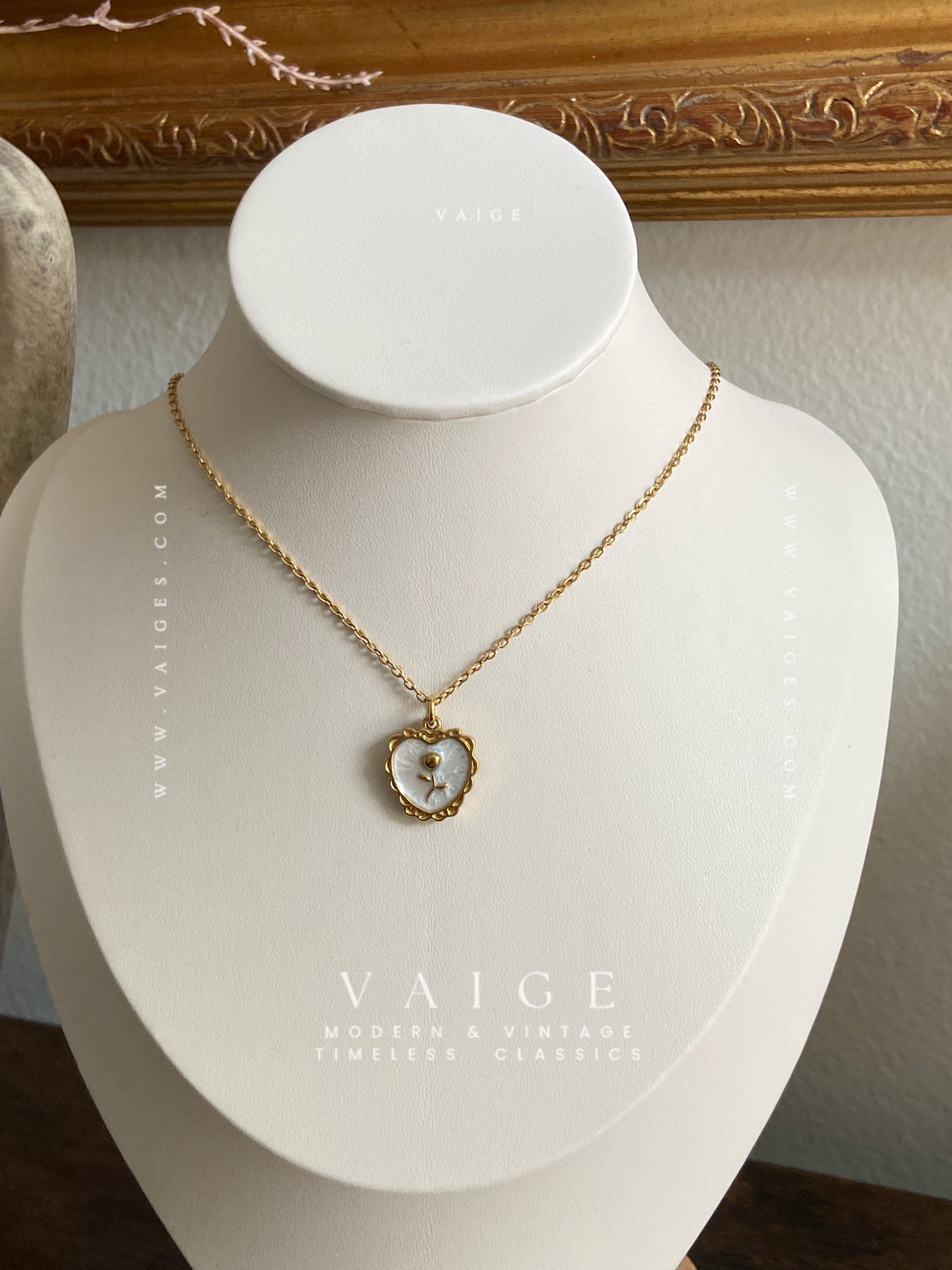 VAIGE 18K Gold Plated Stainless Steel Flower Pendant Necklace