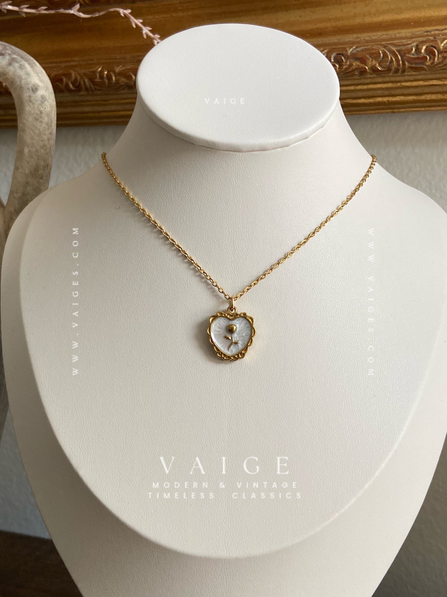 VAIGE 18K Gold Plated Stainless Steel Flower Pendant Necklace