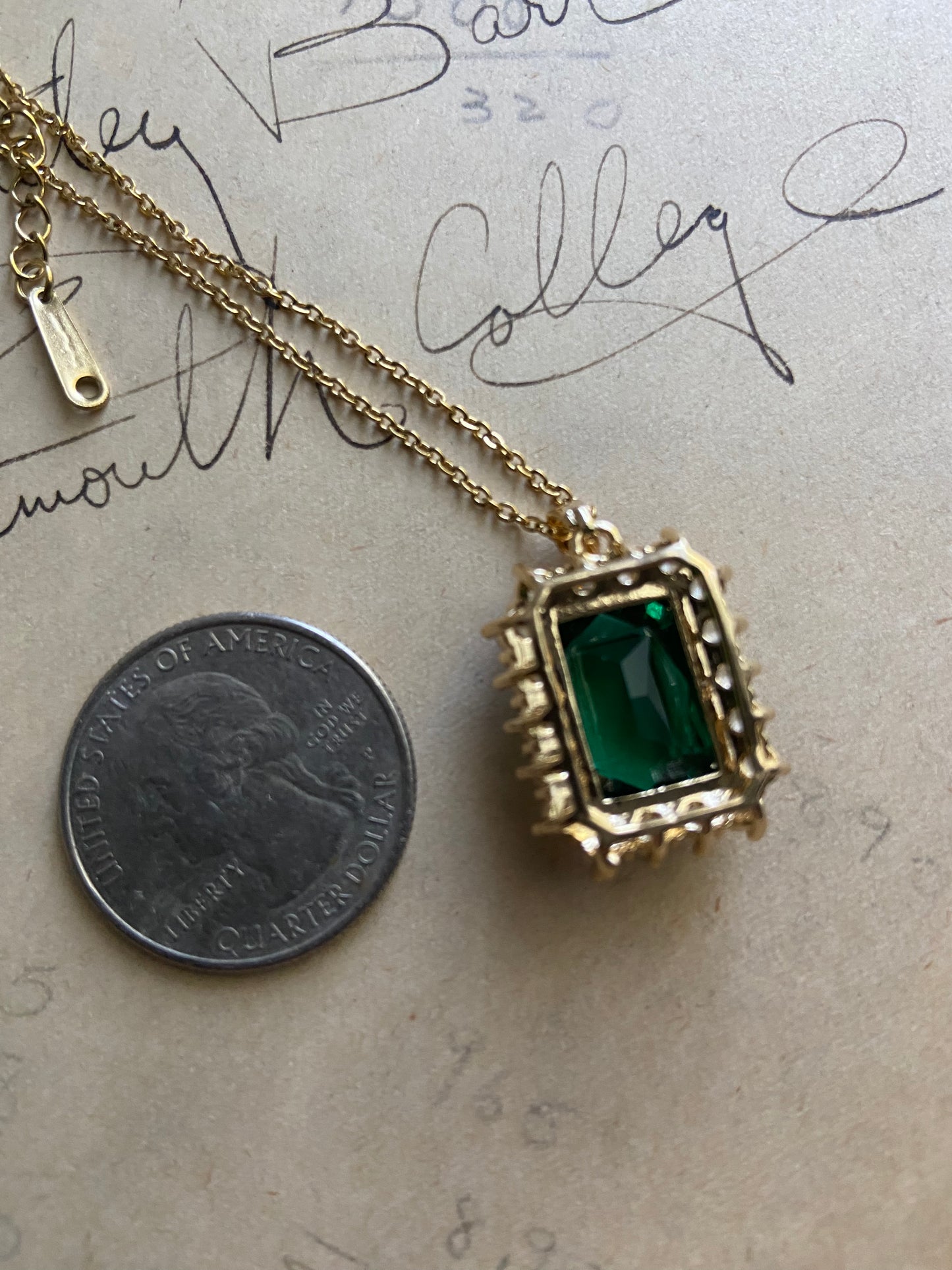Square Emerald Zirconia Necklace