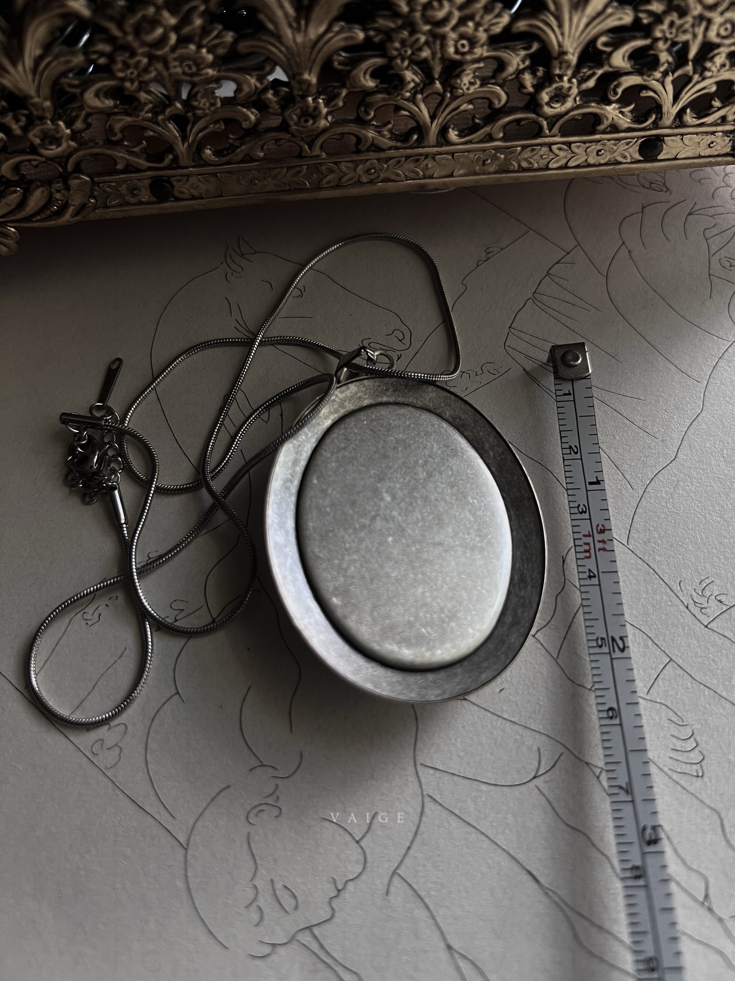 VAIGE Fairy on Flower Cameo Silver Necklace