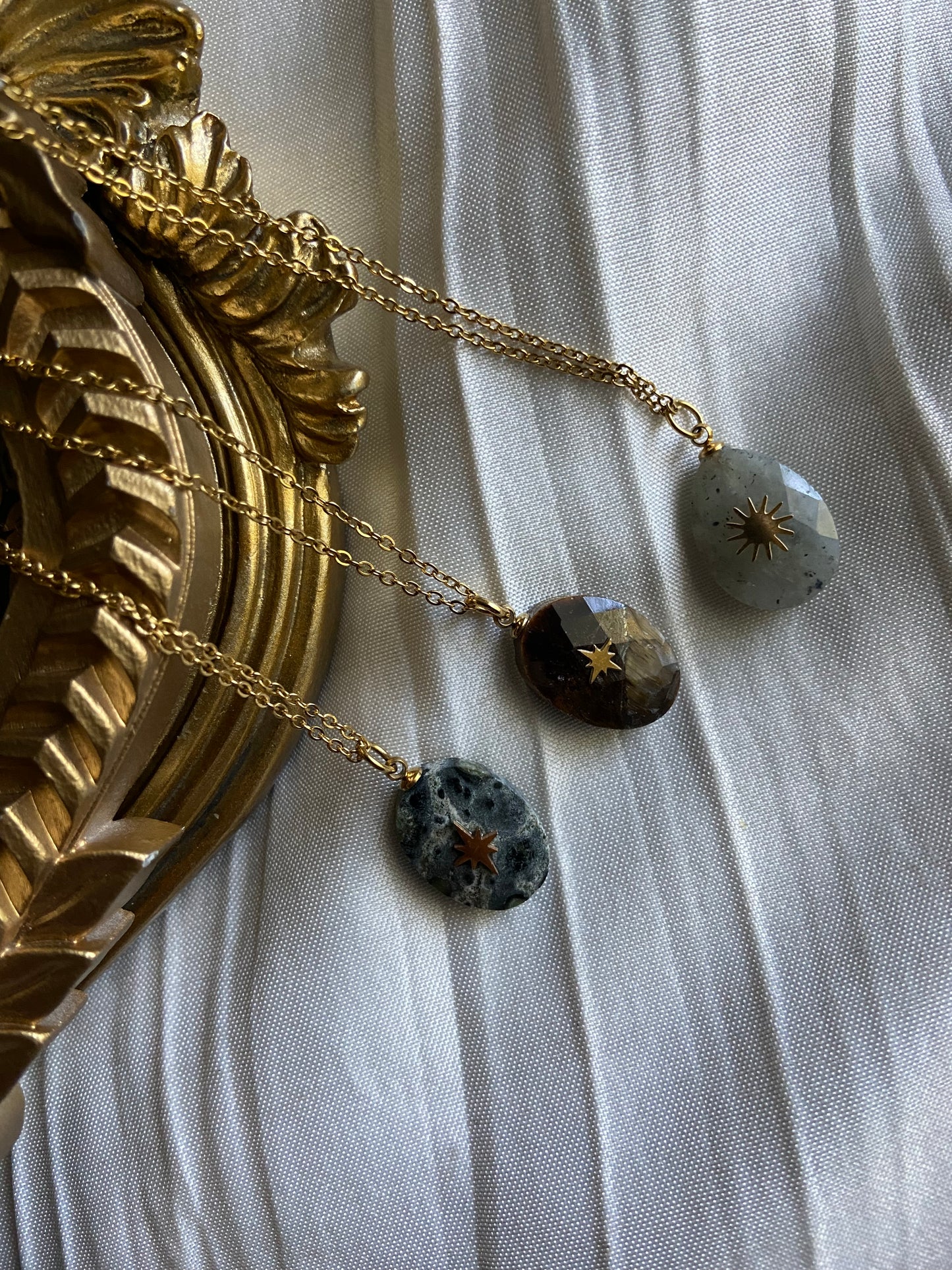 Sun and Moon stone necklace