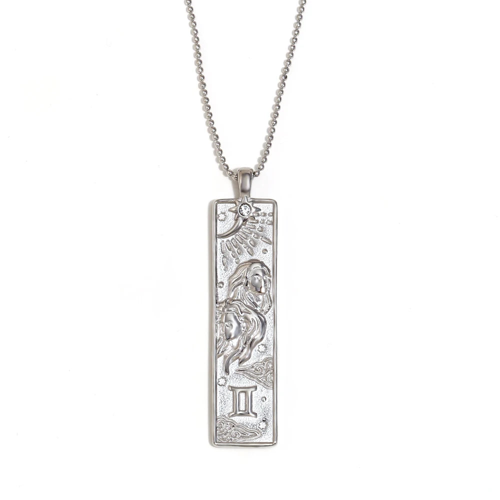 VAIGE Gold & Silver Zodiac Bar Necklace Stainless Steel Aries, Taurus, Gemini, Cancer, Leo, Virgo, Libra, Scorpio, Sagittarius, Capricorn, Aquarius, and Pisces