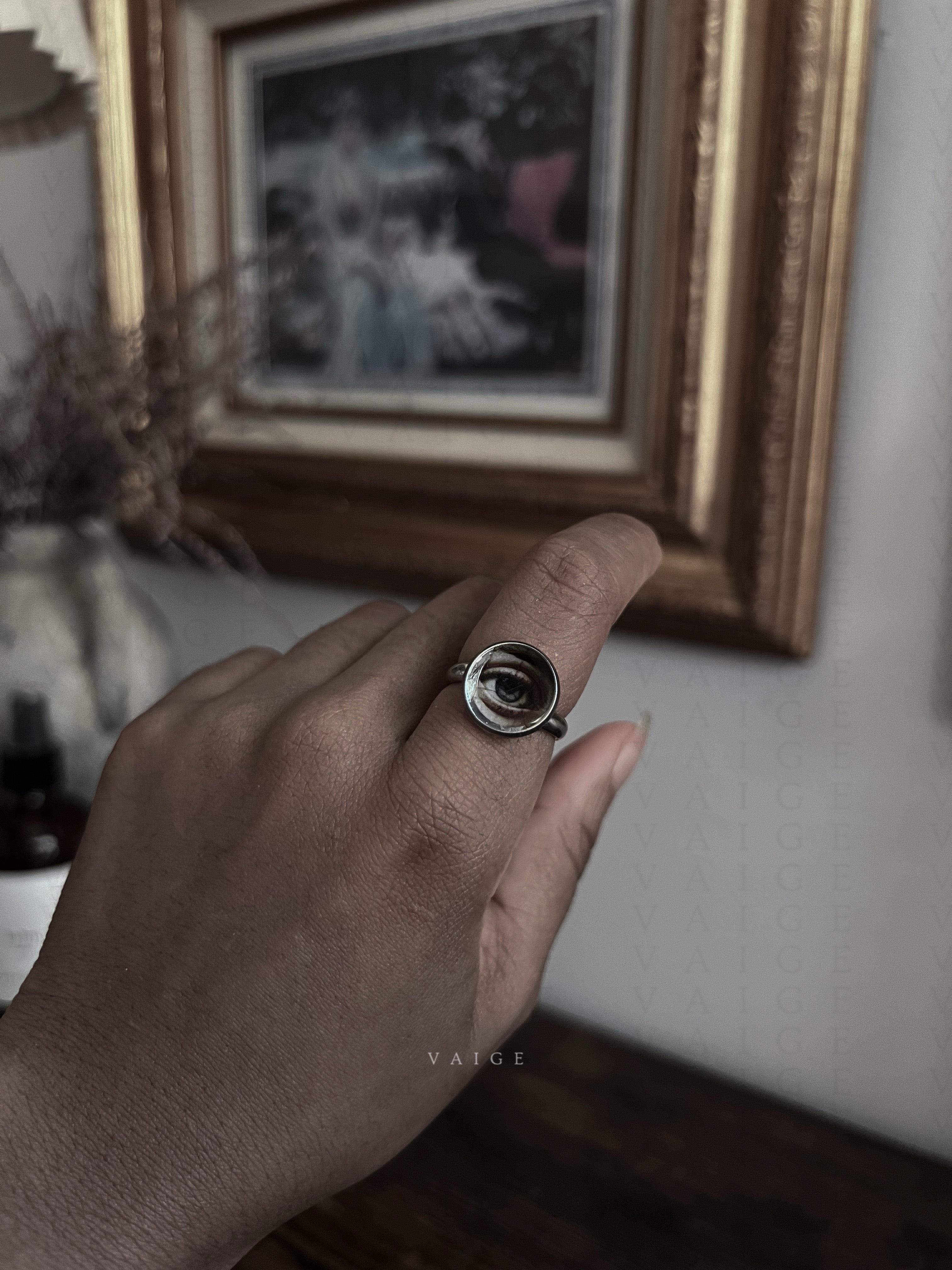 VAIGE Lovers Eye Painting Silver Ring