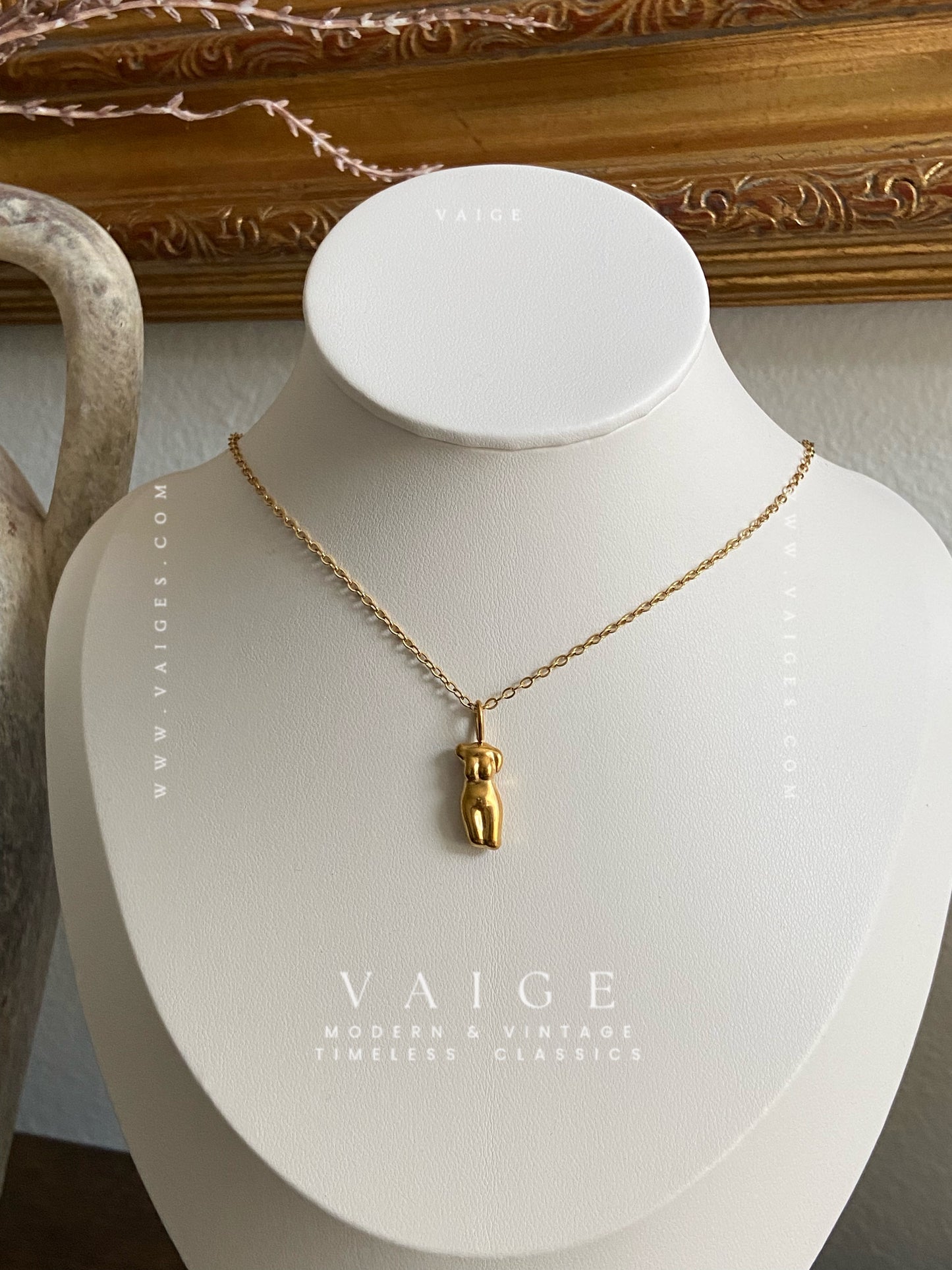 VAIGE 18K Gold Stainless Steel Abstract Face & Body Necklace