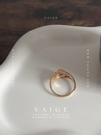 VAIGE  Gold Texture Freshwater Pearl Ring Stainless Steel