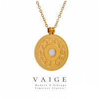 VAIGE Celestial Gold Moon Phase Pendant Necklace