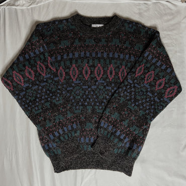 Multicoloured vintage 80s knitted jumper knitwear / large