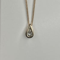 gold teardrop zircon  pendant necklace • 16-18in — Vintage Collection • only 1 available • View all photos; item is thrifted/vintage and may show flaws.