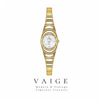 VAIGE Elegant Gold and Angelica Zircon Diamond Quartz Bracelet Watch