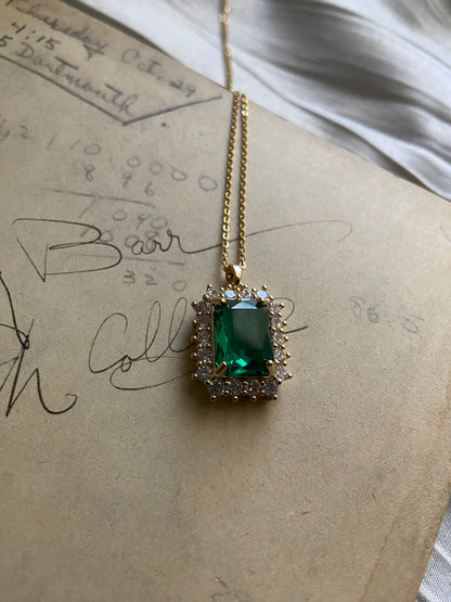 Square Emerald Zirconia Necklace