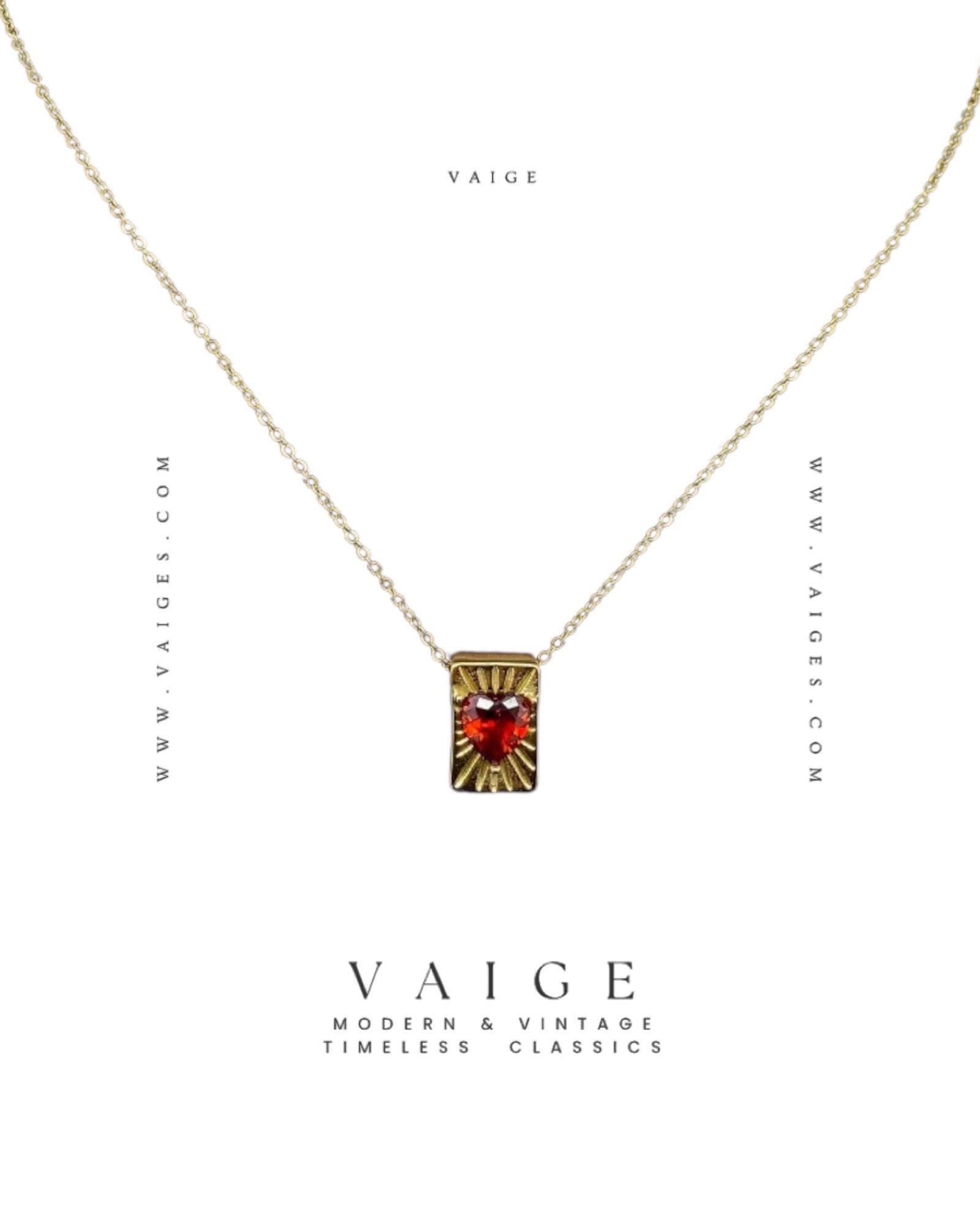 VAIGE 18K Gold Plated Stainless Steel Pendant Necklace