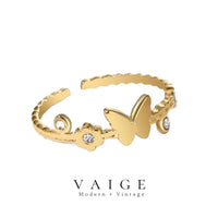 VAIGE Enchanting Butterfly Zirconia Ring in Silver and Gold