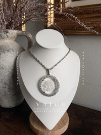 VAIGE One Of One | Vintage Circle Coin Silver Zodiac Necklace Taurus Glass Engraved