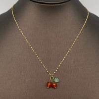 VAIGE Carnelian Cherry Charm 18K Gold Plated Necklace