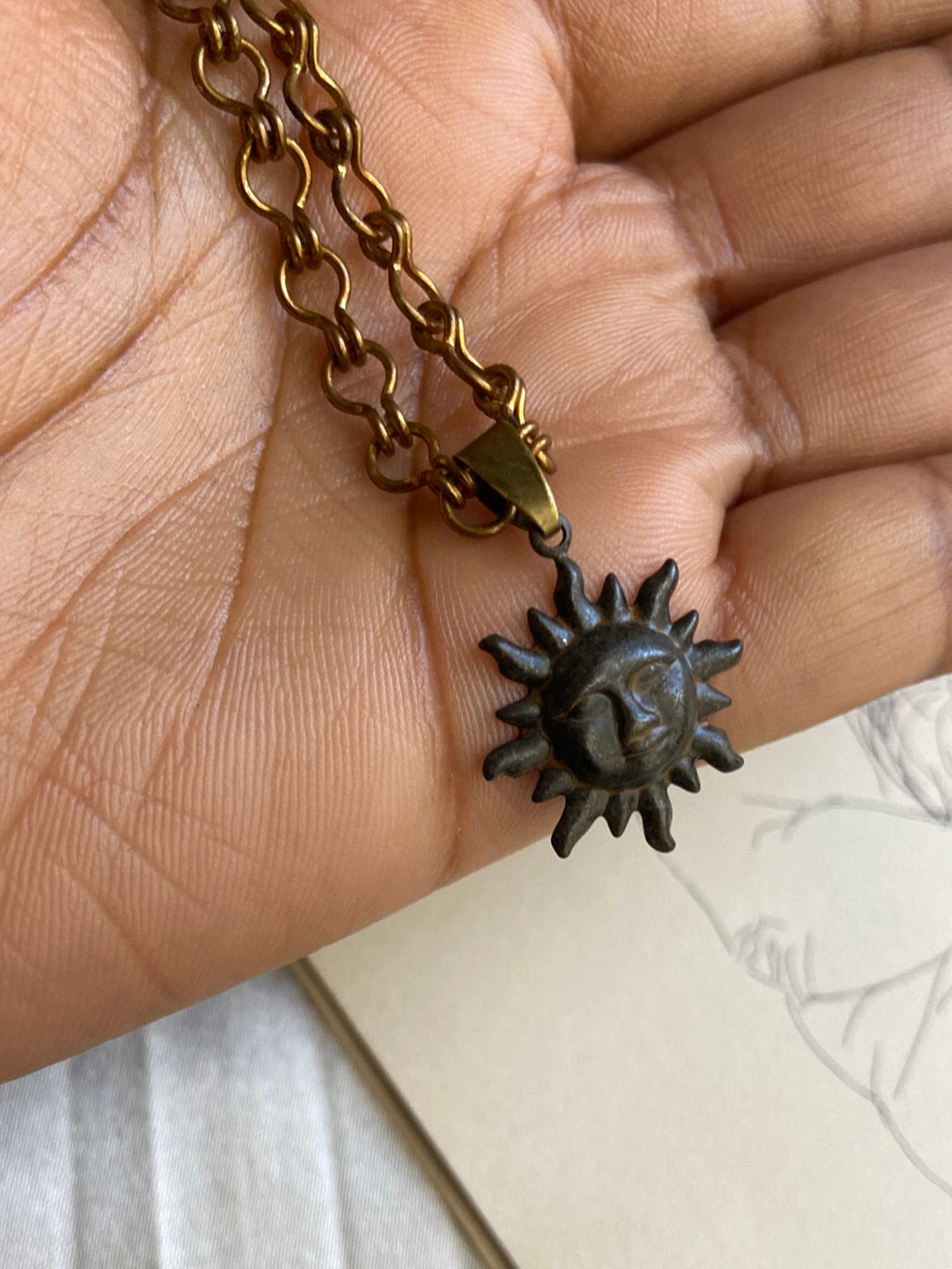 Handmade | bronze sun gold Necklace