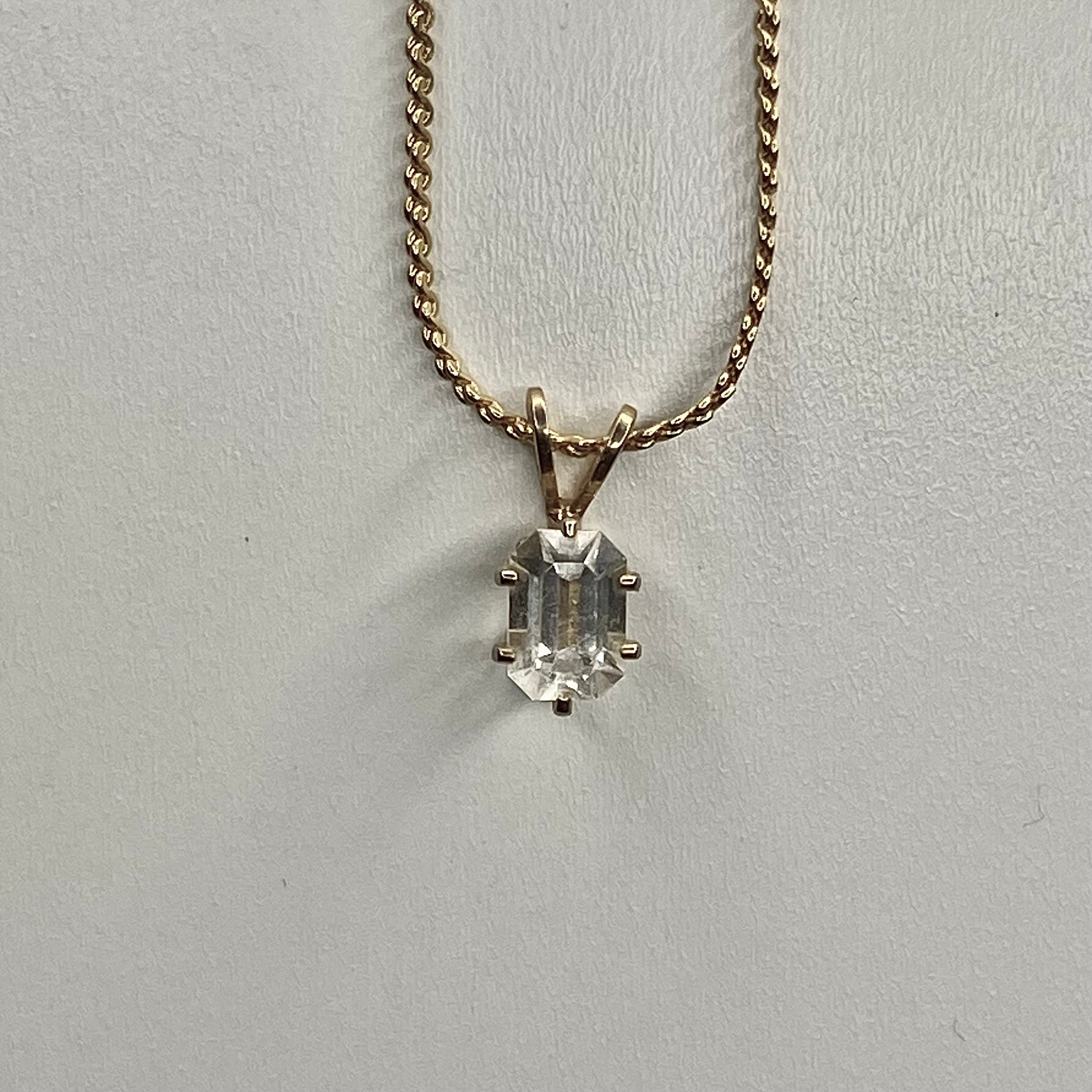 gold square zircon   pendant necklace • 16-18in — Vintage Collection • only 1 available • View all photos; item is thrifted/vintage and may show flaws.