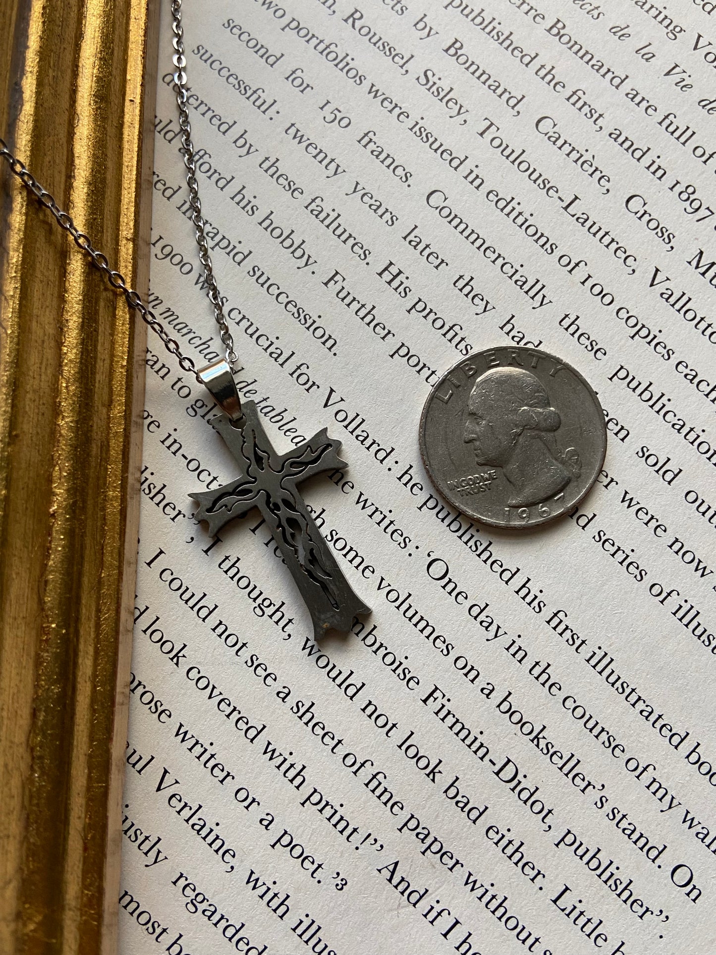 One-of-one | stainless steel carved cross Necklace
