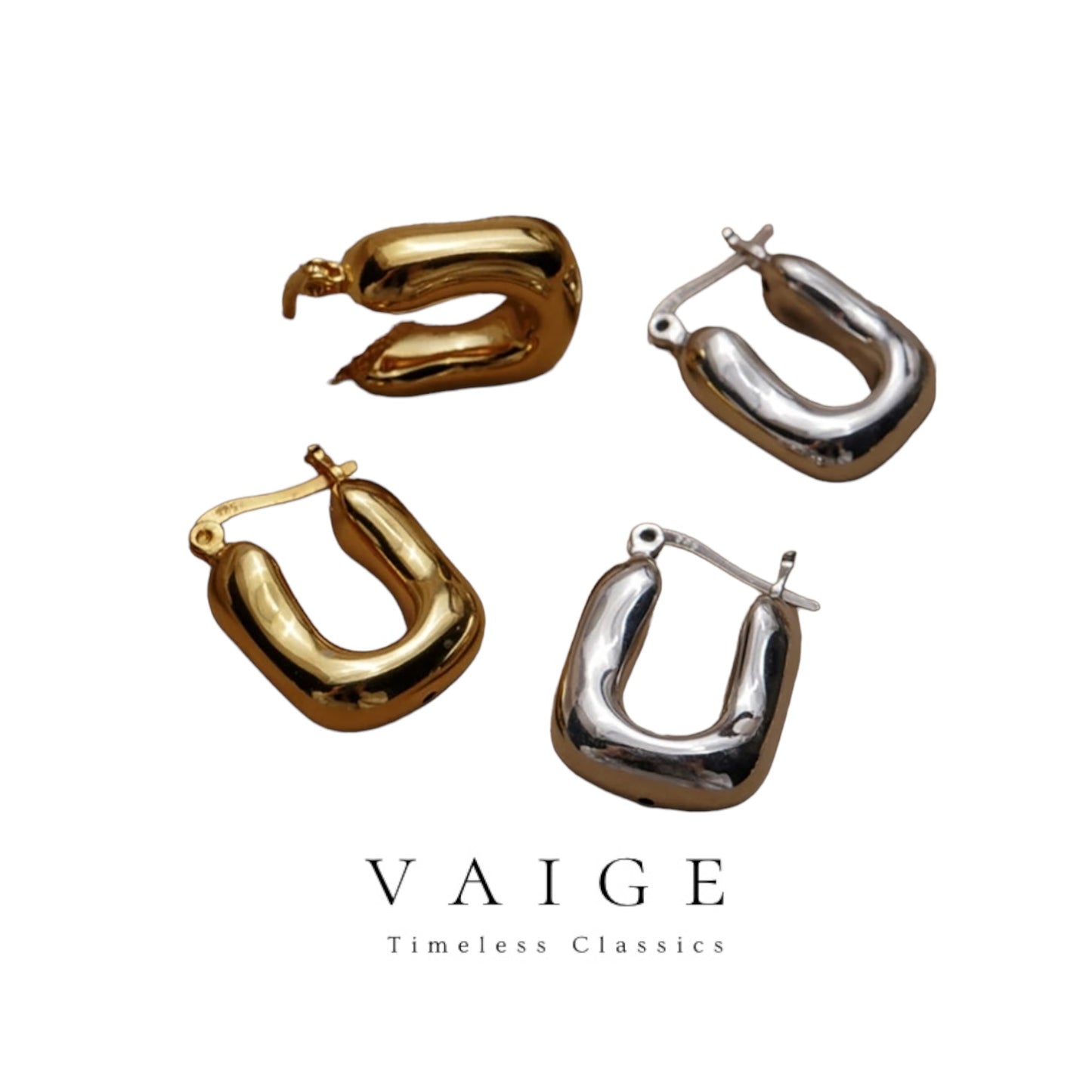 VAIGE Elegant Silver Square Hoop Earrings for Sophisticated Style