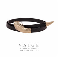 VAIGE Luxe Snake Buckle Gold Vegan Leather Belt