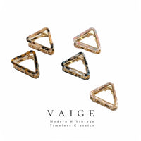 VAIGE Bold Triangle Resin Hair Claw Clip with Metal Leopard Design - Elegant Tortoise Shell