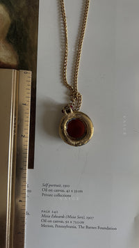 Vintage gemstone cameo lady necklace
