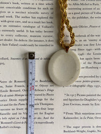 One-of-one | vintage porcelain flower pendant LONG twist gold chain Necklace 20”+