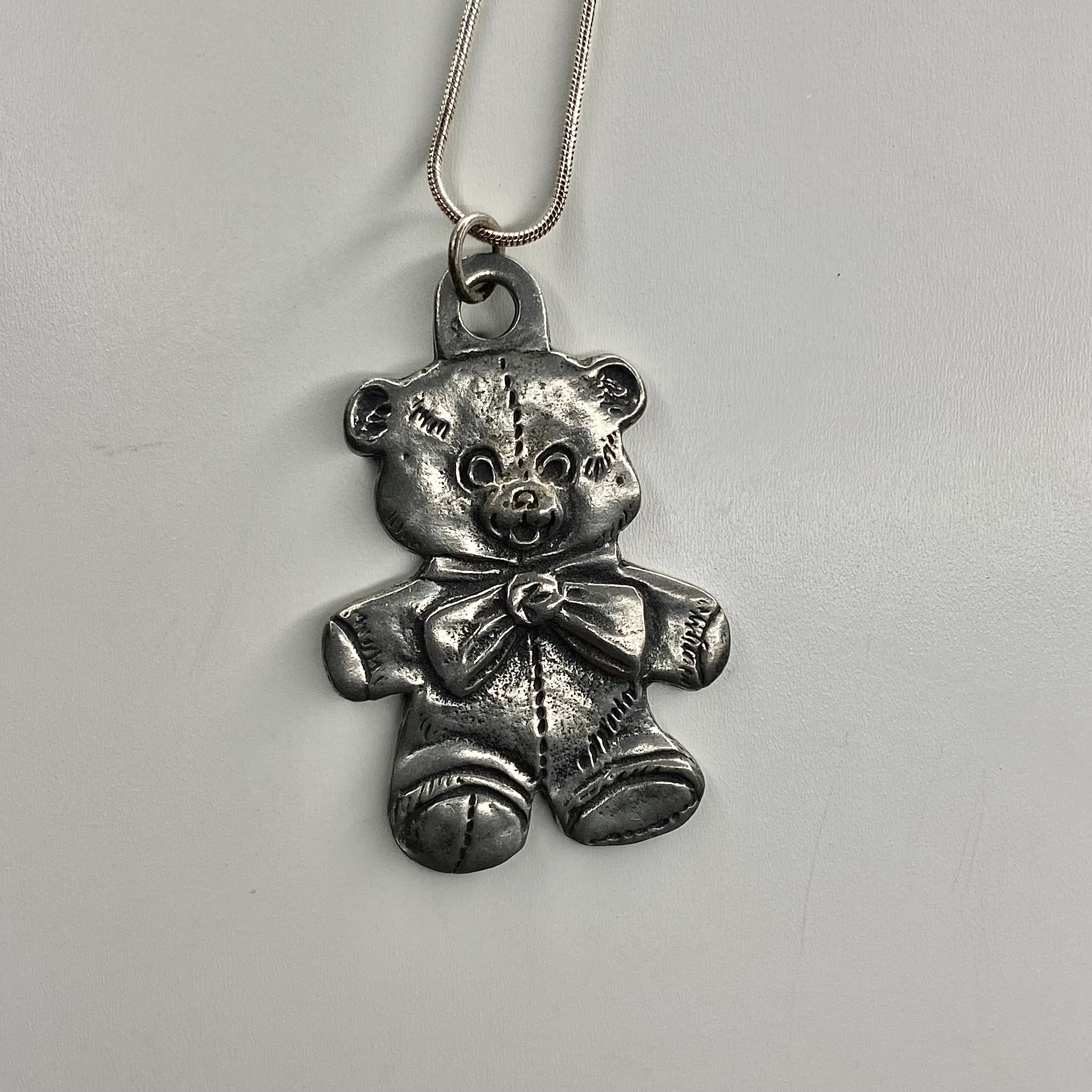 Large silver teddy bear   pendant necklace • 16-18in — Vintage Collection • only 1 available • View all photos; item is thrifted/vintage and may show flaws.