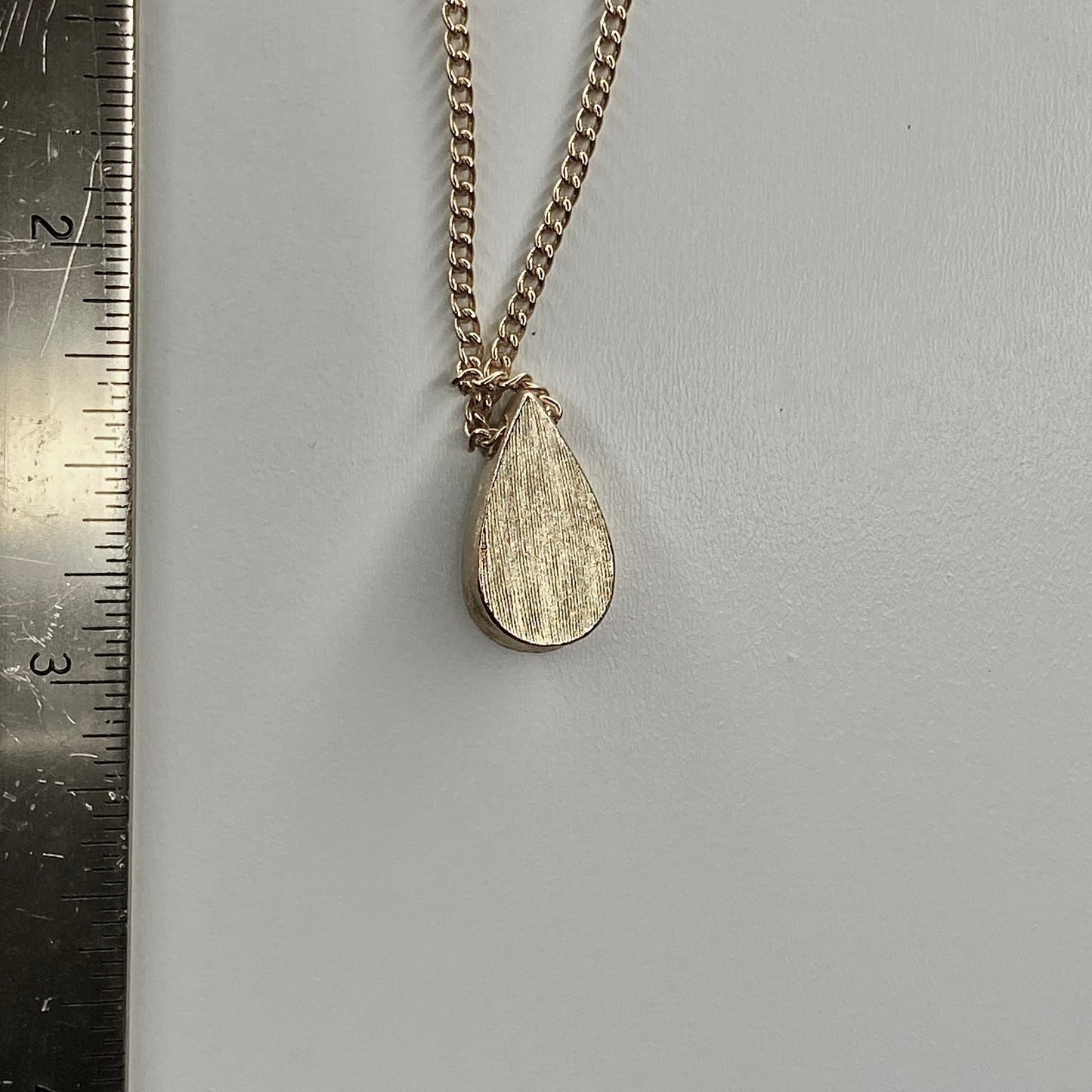 gold teardrop zircon  pendant necklace • 16-18in — Vintage Collection • only 1 available • View all photos; item is thrifted/vintage and may show flaws.