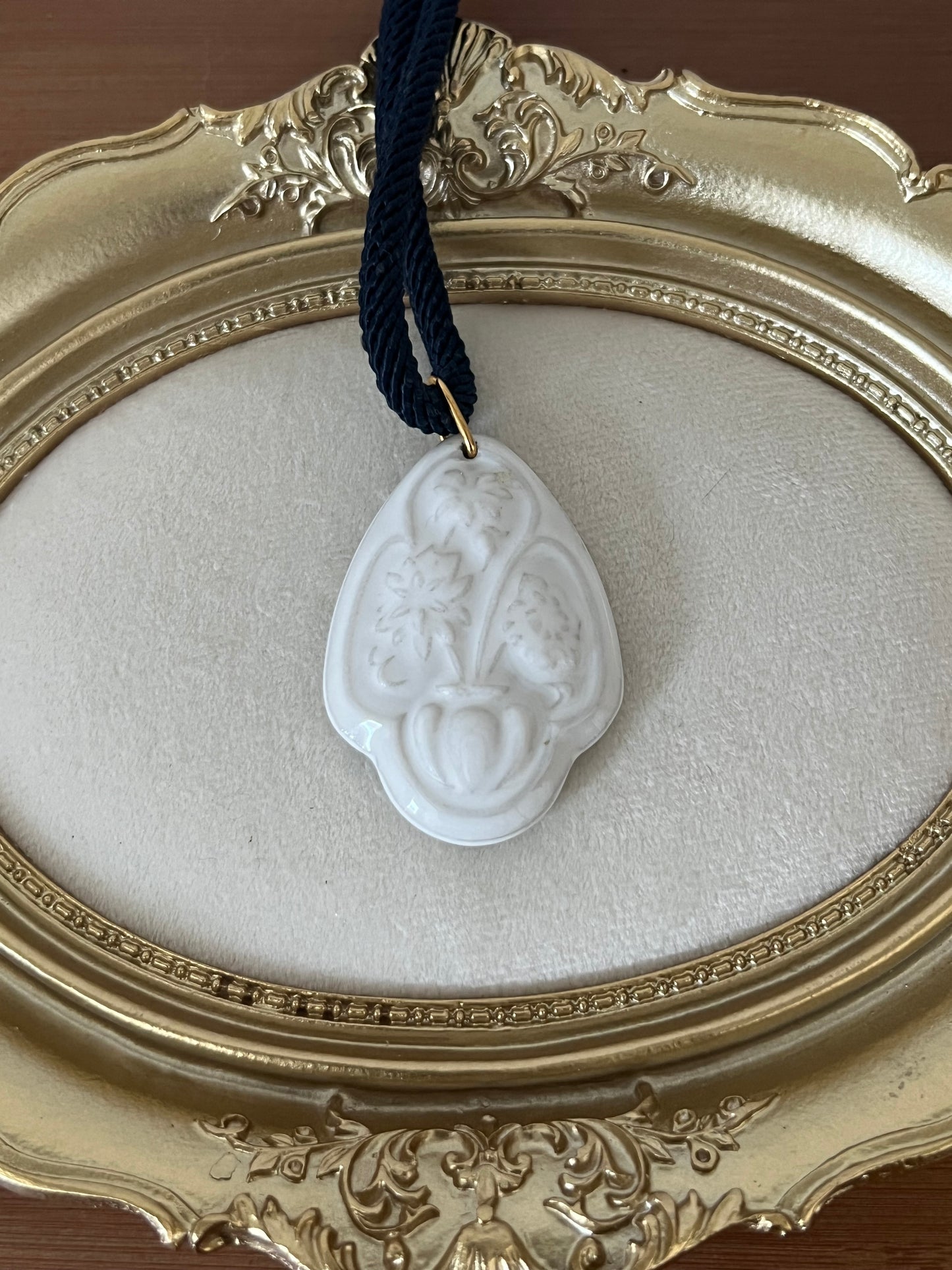 One of one vintage porcelain long necklace