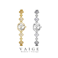 VAIGE Luxe Clover Quartz Watch in Gold, Silver & Zircon