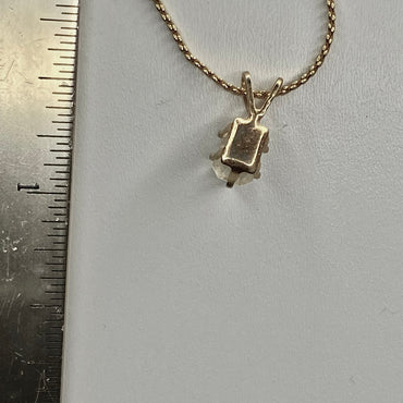 gold square zircon   pendant necklace • 16-18in — Vintage Collection • only 1 available • View all photos; item is thrifted/vintage and may show flaws.