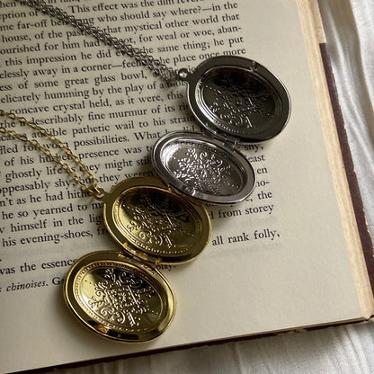 Gold Silver Engraved Locket Necklace