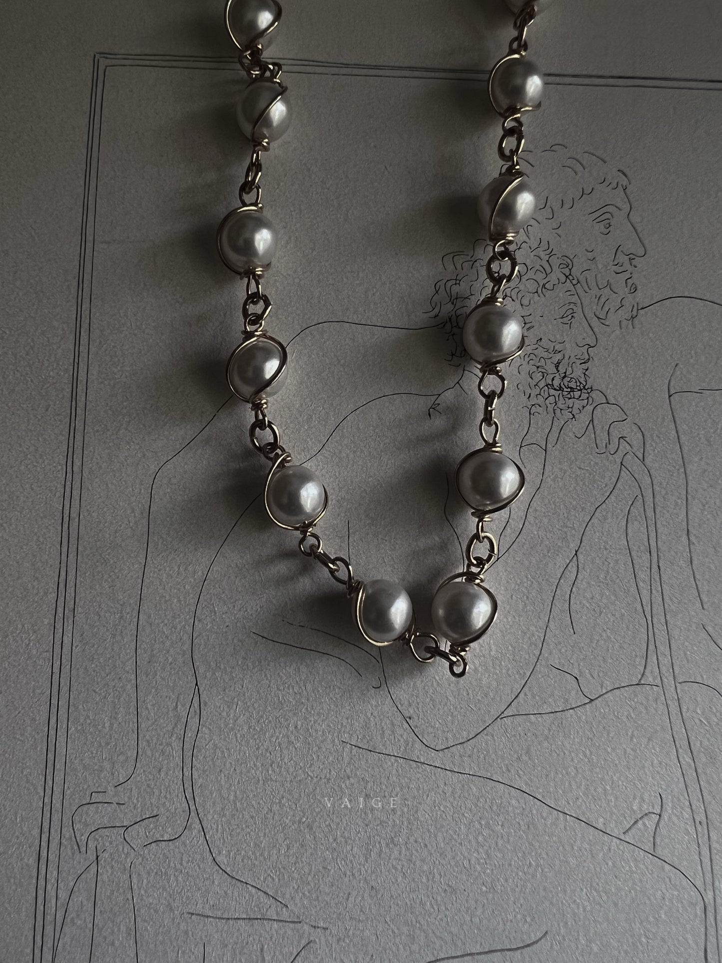 VAIGE One of One |  Vintage Wire Wrapped Pearl Necklace