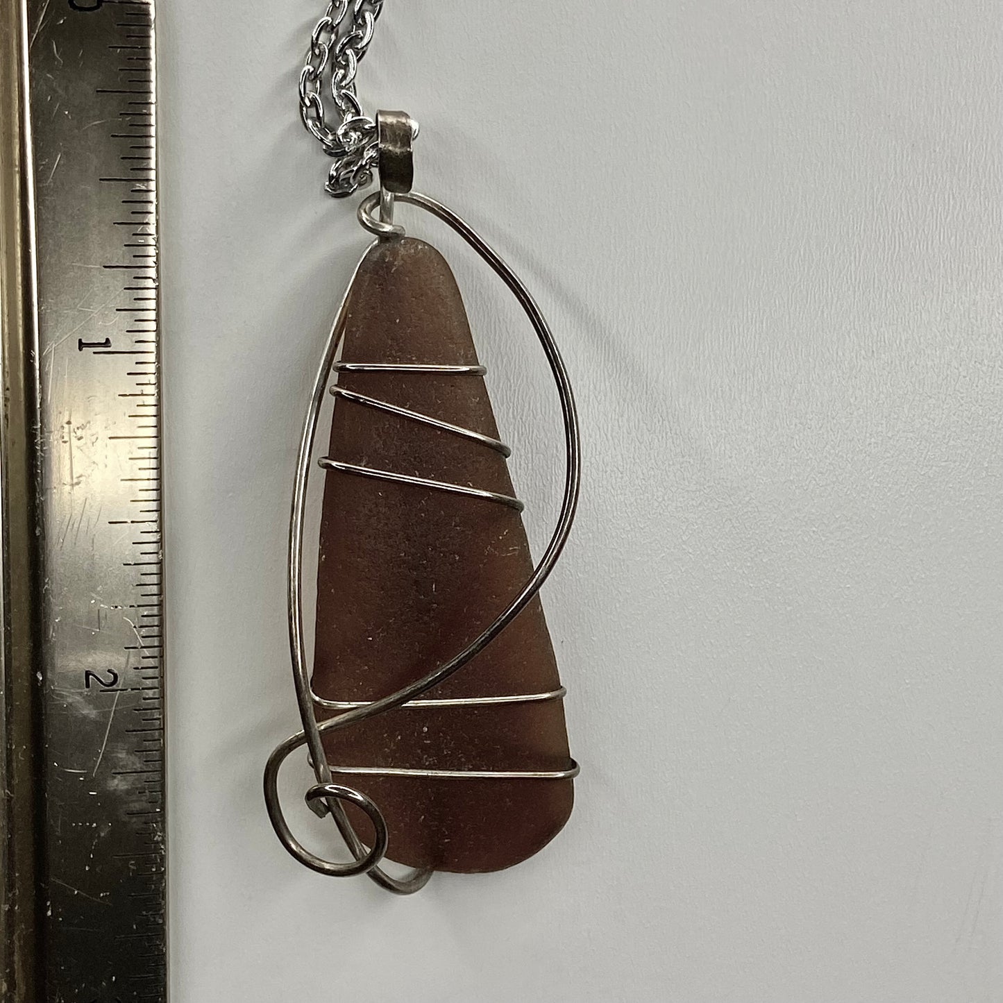 silver wrapped stone   pendant necklace • 16-18in — Vintage Collection • only 1 available • View all photos; item is thrifted/vintage and may show flaws.