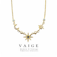 VAIGE Celestial Elegance Necklace - Gold Star & Moon in 925 Sterling Silver