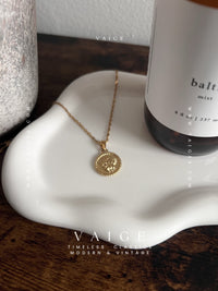 VAIGE Stainless Steel Angel Cherub Coin Necklace Gold