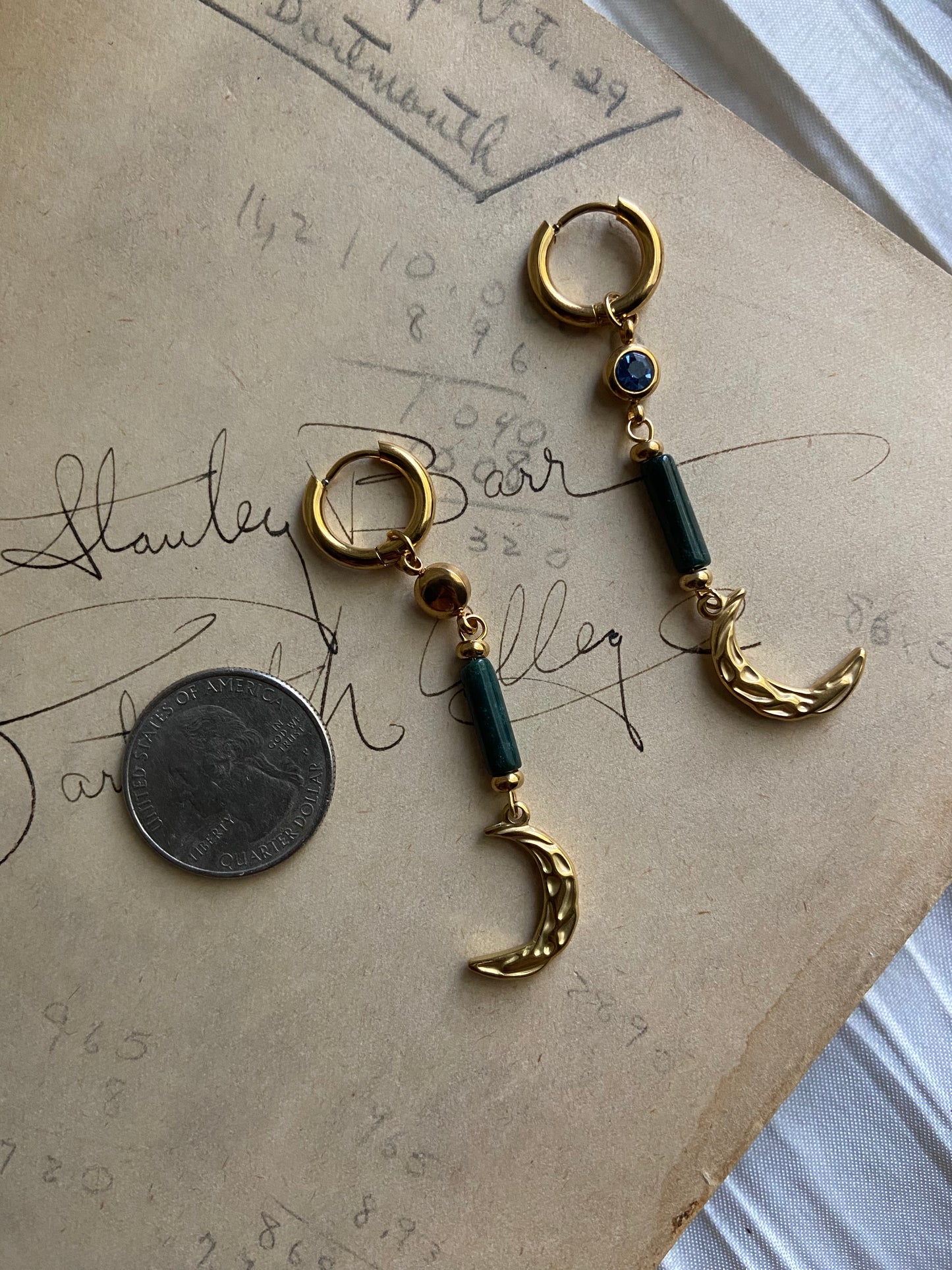 Gold crescent moon earrings