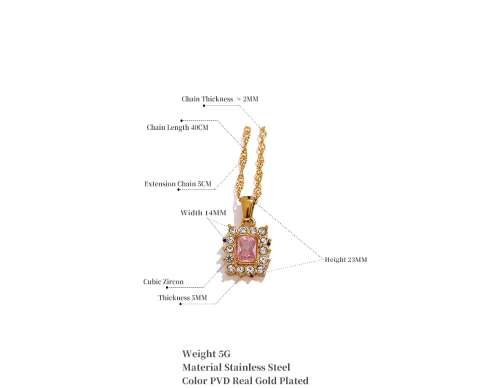 VAIGE Radiant Gold and Silver Zirconia Pendant Necklace with Pink and White Accents