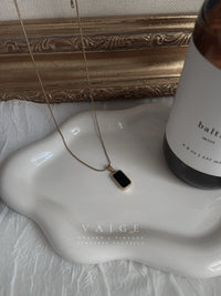 VAIGE Double-Sided Black White Enamel Shell Pendant Necklace