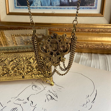 Rare Victorian triple chain cameo   necklace • LONG CHAIN. CAN BE MADE SHORT let me know 😊 22in++ — Vivian Vintage Collection • only 1 available • View all photos; item is thrifted/vintage and may show flaws: (  )