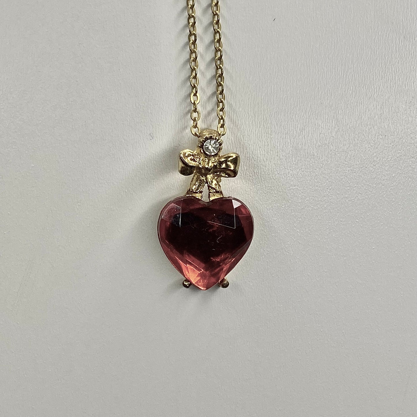 gold heart red   pendant necklace • 16-18in — Vintage Collection • only 1 available • View all photos; item is thrifted/vintage and may show flaws.