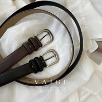 VAIGE Luxe Jocelyn Vegan Leather Belt with Silver and Gold Buckle in Chic Black