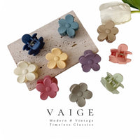 VAIGE Vibrant Floral Hair Claw Clips Set - Colorful Pink, Blue, and Yellow Barrettes for Stylish Hair Clamping